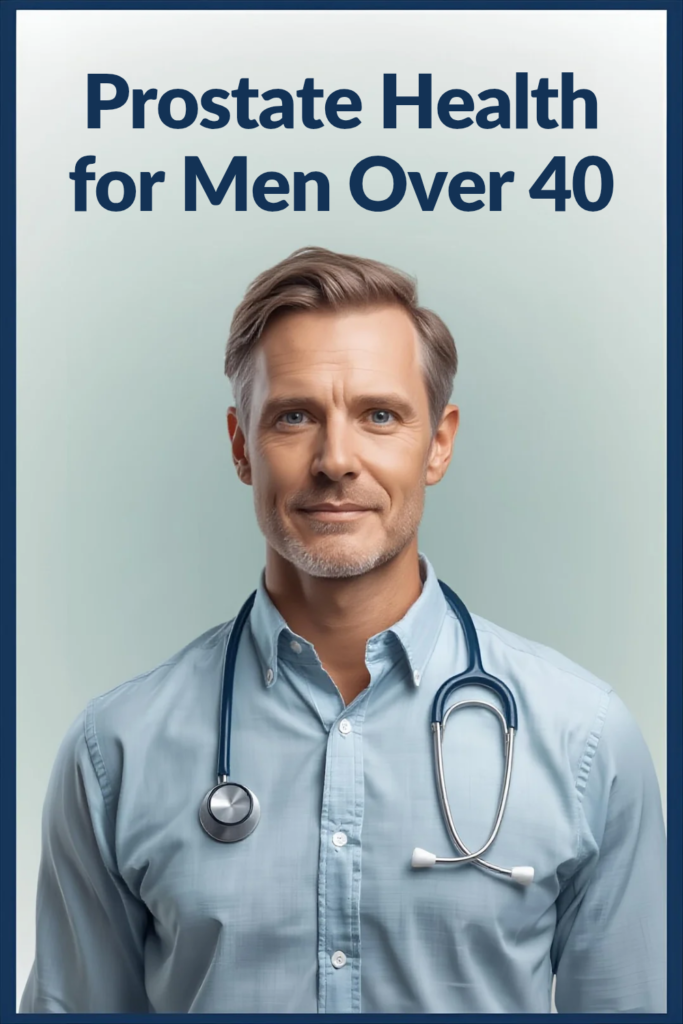 Medical illustration showing male prostate gland and its position below the bladder”